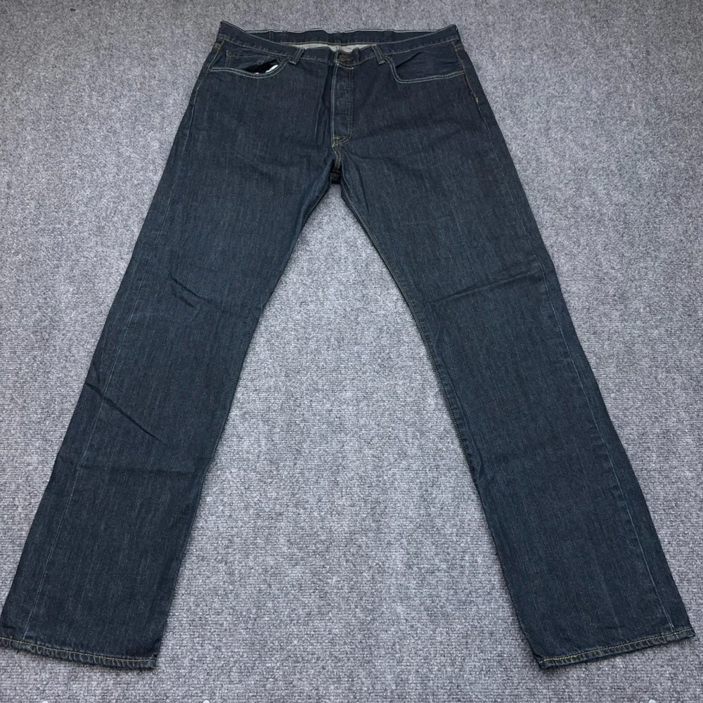 Levis 501 Original Fit Jeans Mens 38x34 Dark Indigo Dimensional Rigid Button Fly